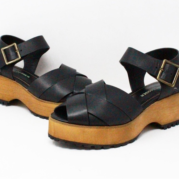 Anthropologie, Kelsey Dagger Webster Black Leather Platform, Clog Sandals - Picture 4 of 10